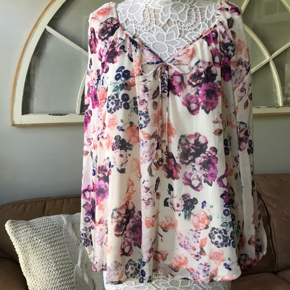 Vintage America floral Boho top size L